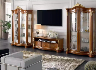 Woonwand Vitrine Console Wandsysteem Glasvitrines Woonkamer Bruin